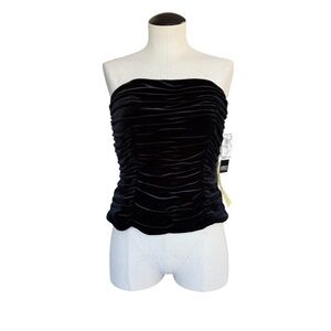 Adrianna Papell NWT Black Strapless Ruched Velvet Corset Y2K Top Glam Luxe Sz 10